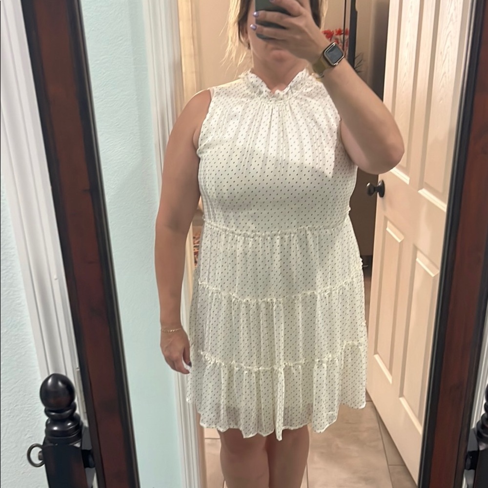 Elegant White Polka Dot Dress